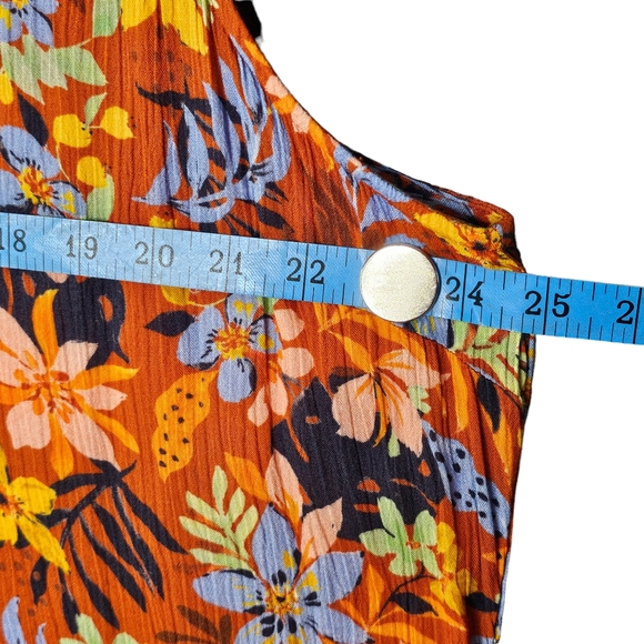 Garnet Hill Hawaii Tropical Floral Sleeveless Tuxedo Pleats VNeck Dress Midi XL - Picture 6 of 8